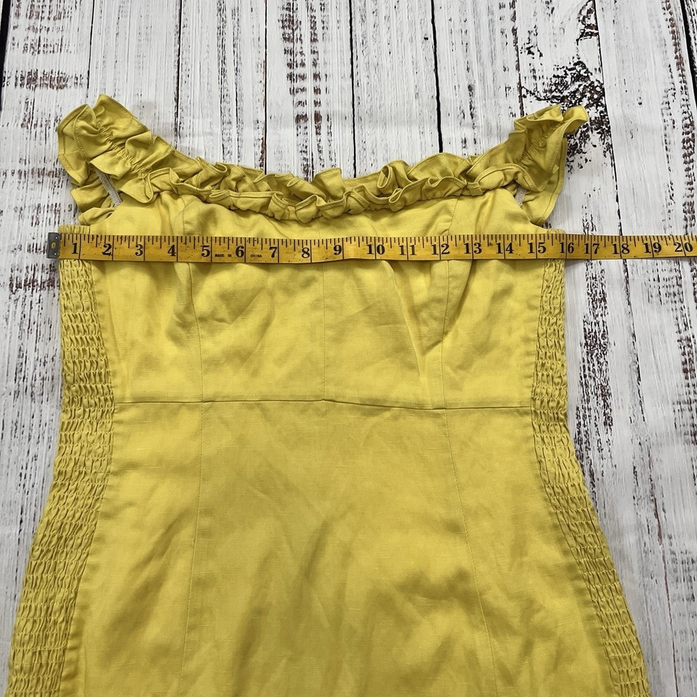 ASTR The Label Yellow Lemon Mini Dress Womens L Linen Blend Shirred Side Resort - Picture 4 of 9